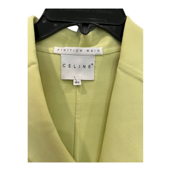 Celine Finition Main Citron Green Blazer Skirt Wool Blend Suit Set Sz 42 France - Picture 14 of 15
